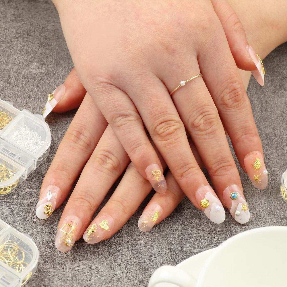 MIH Hộp Phụ Kiện Đinh Tán 3D Hình Trăng Sao Trang Trí Móng Tay