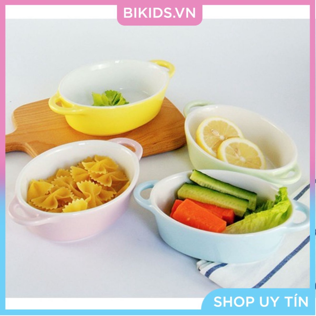 Bát ăn dặm 2 tai elip ( nhiều màu )