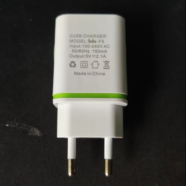 Củ sạc nhanh 2 cổng USB có đèn led