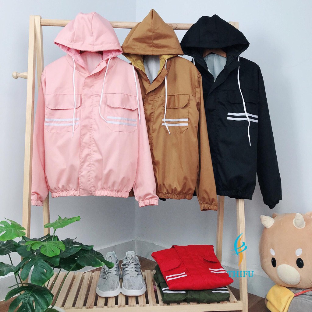 &lt; FREESHIP &gt; ÁO KHOÁC KAKI NAM NỮ 2 LỚP LÓT DÙ HÌNH THẬT- 2 sọc (ko giống hình hoàn tiền)