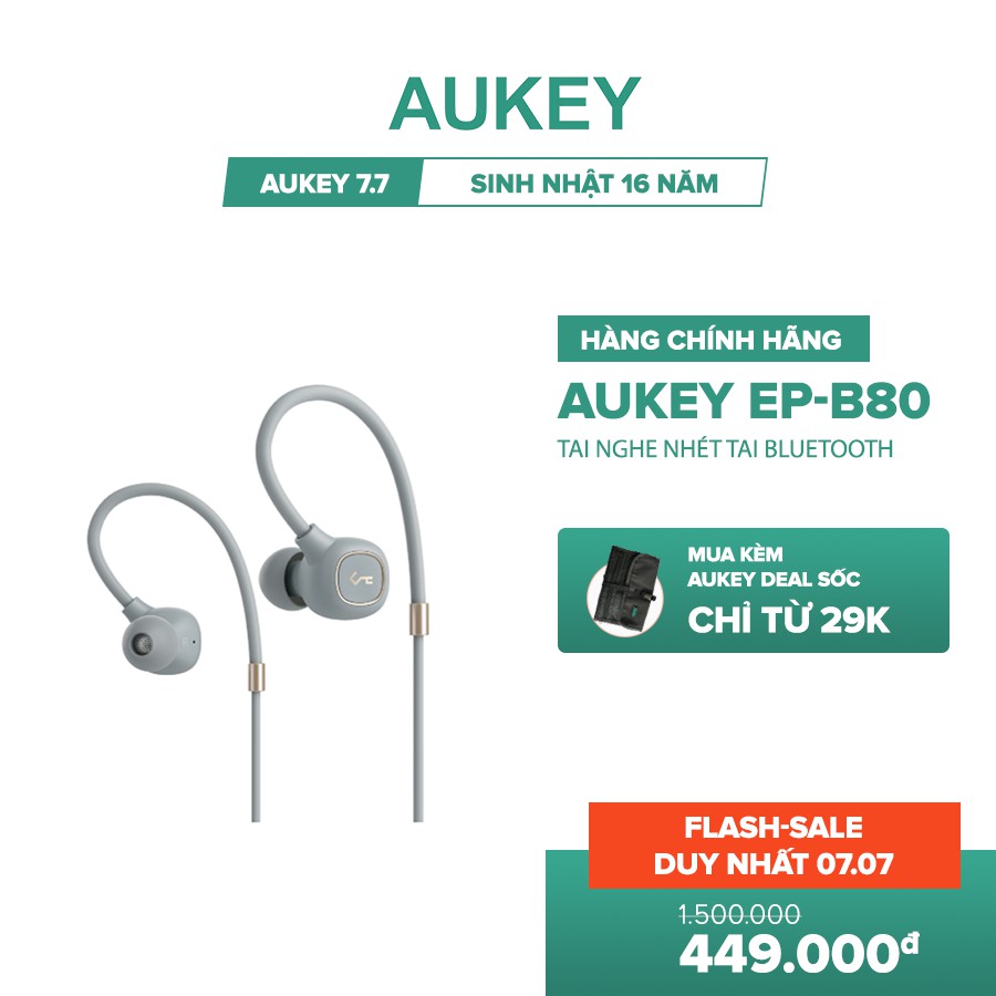 Tai Nghe Bluetooth AUKEY EP-B80 Dynamic Driver 10mm, Chống Nước IPX6, Pin Đến 8H