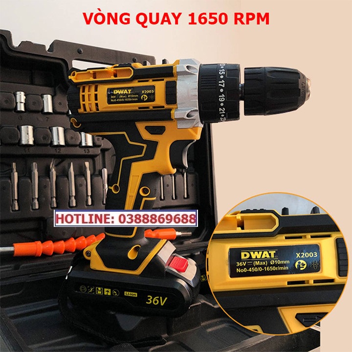 Máy khoan pin, Máy khoan bê tông dùng pin 36V TẶNG BỘ MŨI KHOAN
