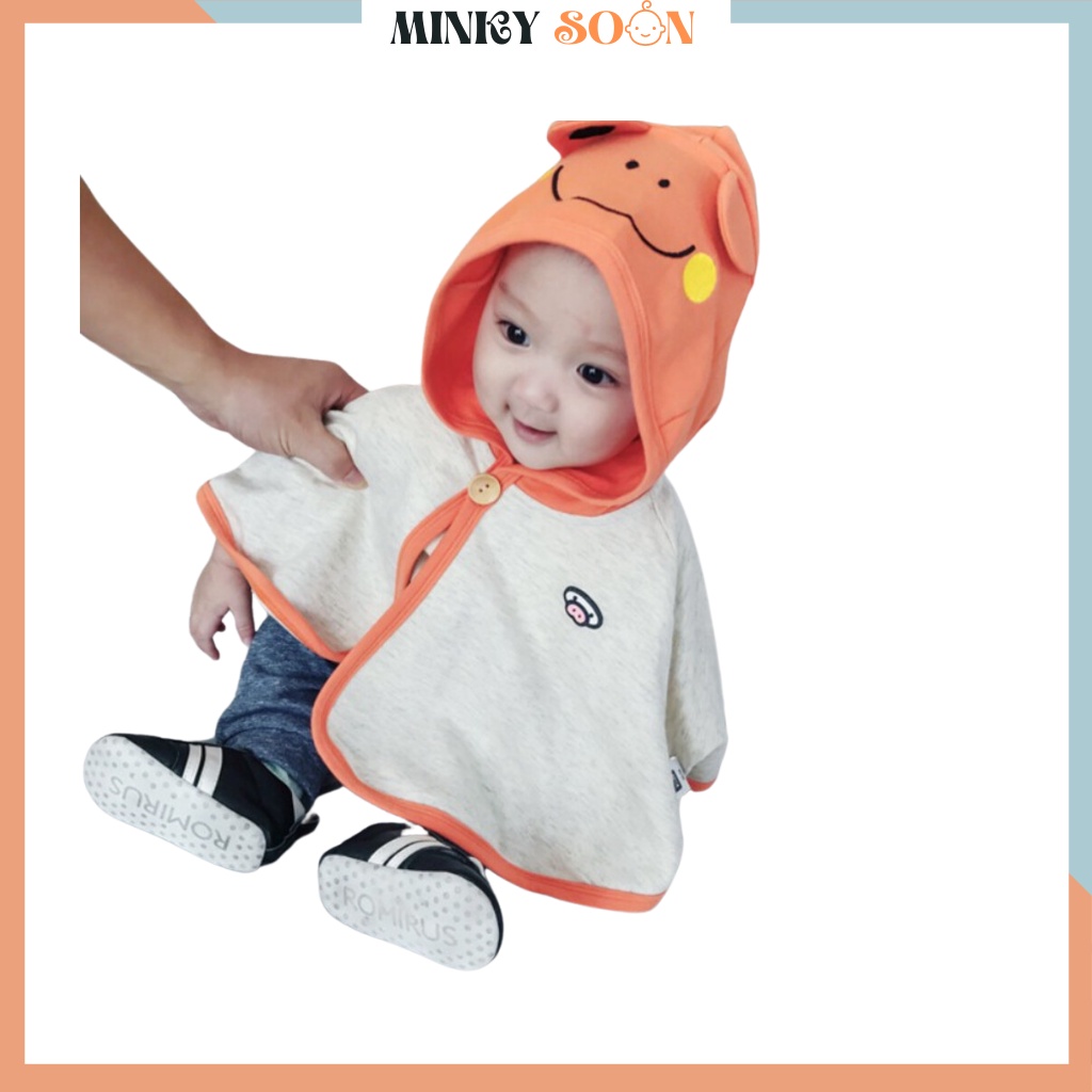 Áo Choàng Nắng Bé Trai Và Bé Gái Vải Cotton In Hình Chú Ếch MINKY SOON Cho Bé Từ 5 - 20kg