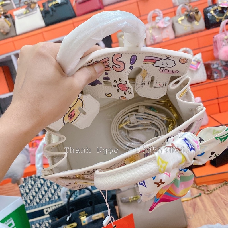 Túi HM birkin size 20 hoạ tiết in chìm mới nhất 2022 full hộp kèm khăn