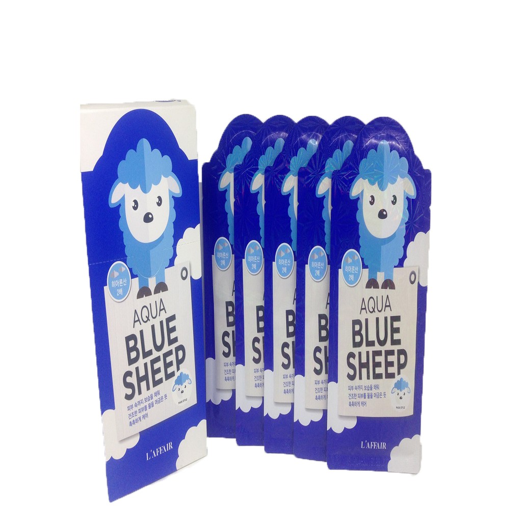 Hộp 10 mặt nạ dưỡng ẩm - chống lão hóa Rainbow Laffair Aqua Blue Sheep (10 miếng x 25 ml)