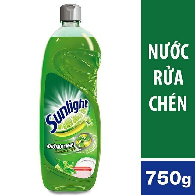 nước rửa chén sunlight chanh trà xanh chai 750ml