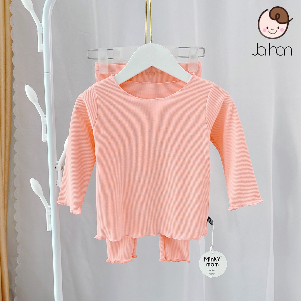 [SALE] Bộ Thun Gân Dài Tay Cho Bé Gái, Bé Trai Minky Mom Bèo Nhún Dễ Thương, Bộ Quần Áo Cho Bé Mặc Nhà MKMTD2216