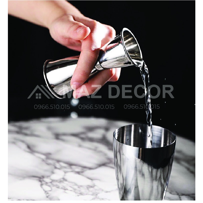 Sỉ giá tại xưởng Jigger ly inox đong rượu 2 đầu uốn 3 cỡ 15/30 - 20/40 - 25/50 100% inox