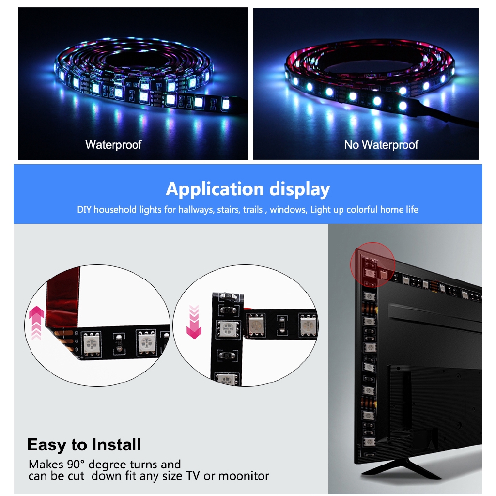 Bộ Dây Đèn Led Rgb 5050 Usb+Điều Khiển Từ Xa Rf