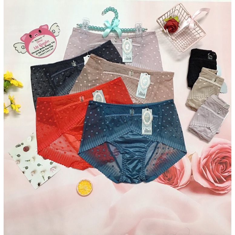 Quần lót Ren chấm bi phối lụa cạp cao đẳng cấp cho nàng