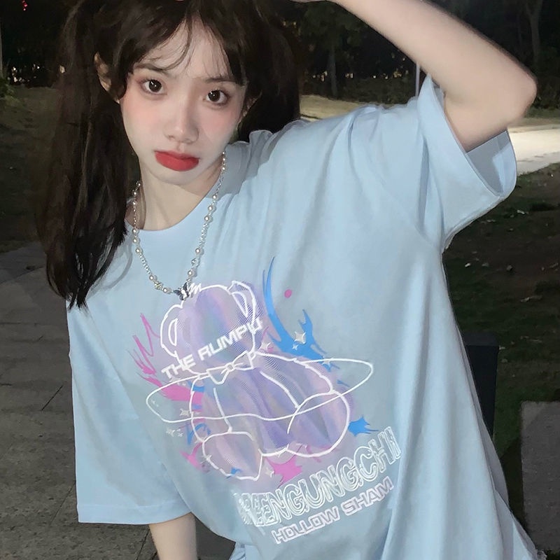 NRVP Áo Thun Nữ Cổ Tròn Ngắn Tay Thời Trang Mùa Hè Phong Cách Hàn Quốc 2022