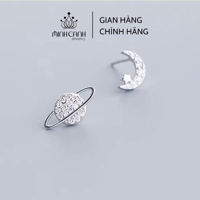 Bông Tai Bạc Trăng Sao Hành Tinh Đính Đá Minh Canh Jewelry