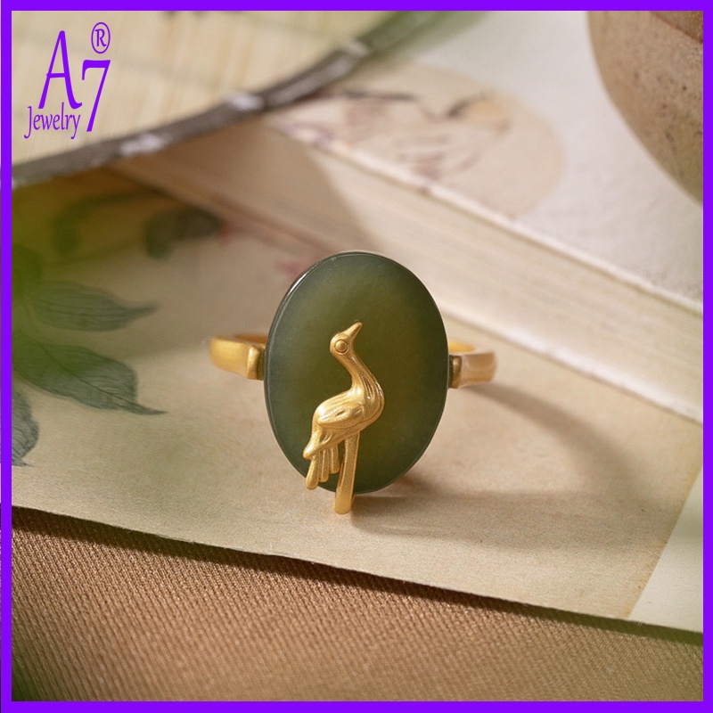 Nhẫn Hở Điều Chỉnh Được Bằng Bạc Sterling A7 S925 Đính Ngọc Bích Trắng Đỏ Cổ Điển Đơn Giản Không Phai Màu Cho Cặp Đôi