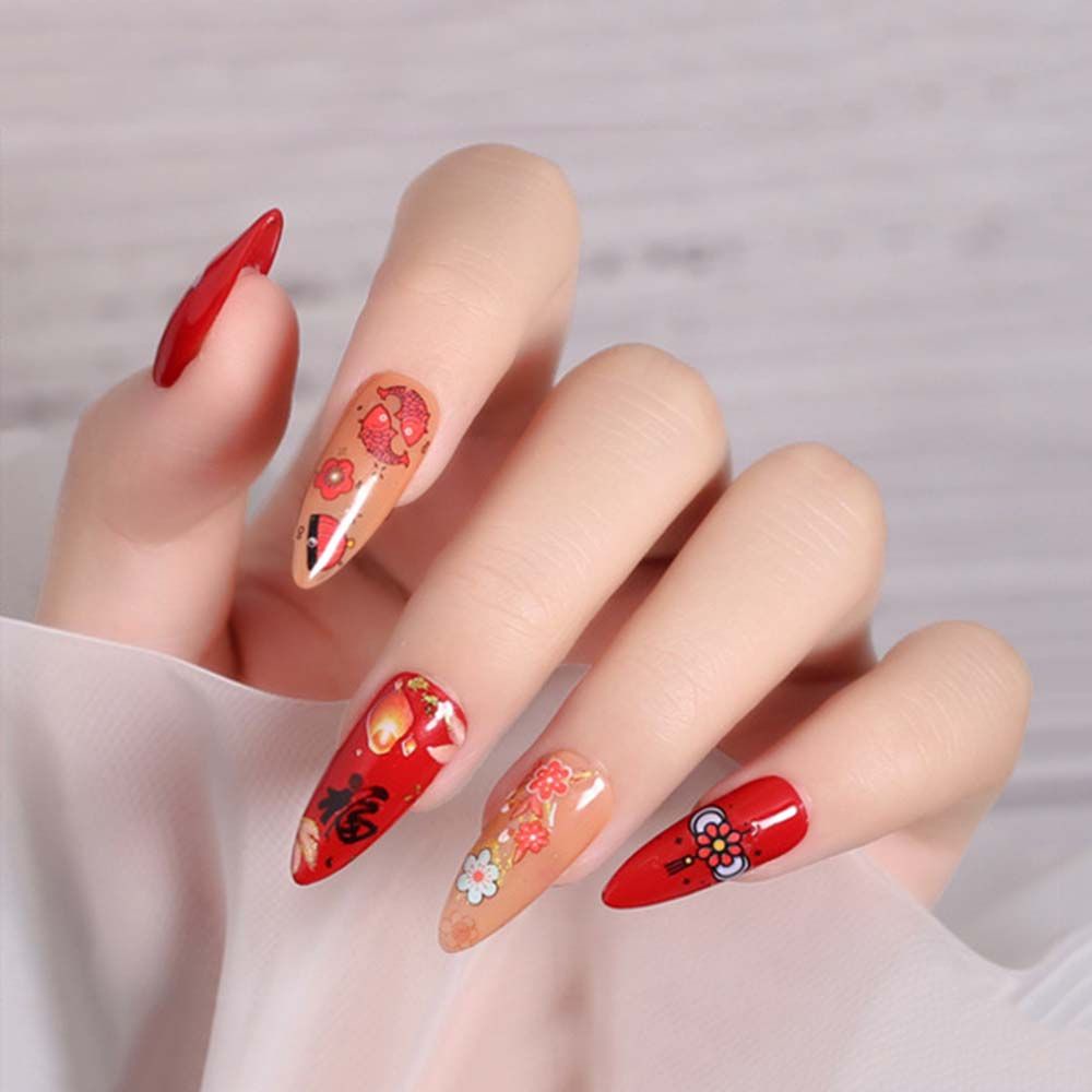 [Hàng mới về] Miếng dán trang trí móng tay họa tiết lồng đèn chúc mừng năm mới 2022