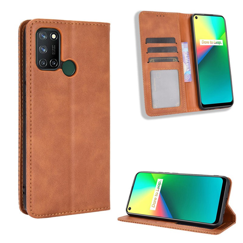 Bao da dạng ví Realme 7, 7 Pro, 7i, C17, C3, Realme 5, 5i, 5s có nắp gập, ngăn đựng thẻ ATM tiền tiện lợi