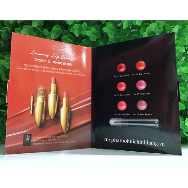 Thanh lí bảng 6 màu son lì dưỡng Whoo Mi Lip Rouge siêu đẹp kèm cọ 13 15 21 24 25 45 / mỹ phẩm Ohui công ty chính hãng