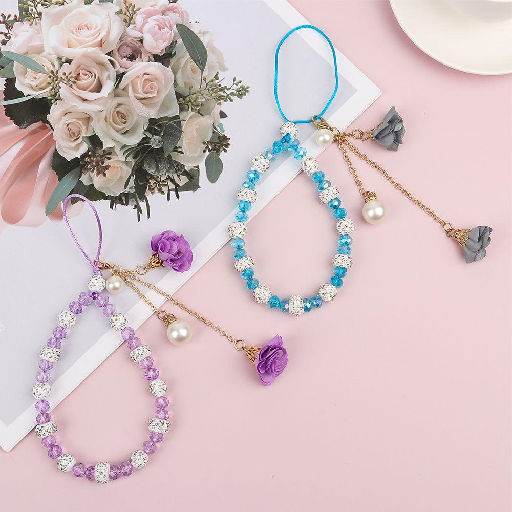 BTLIMER Mobile Dây Đeo Điện Thoại Họa Tiết Hoa Tua Rua Thời Trang