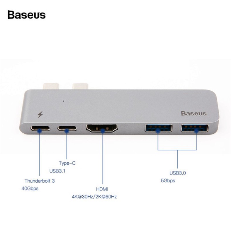 Sản phẩm Bộ Hub chuyển đổi 5 trong 1 dành cho Macbook Pro nhãn hiệu Baseus CAHUB-B0G ..