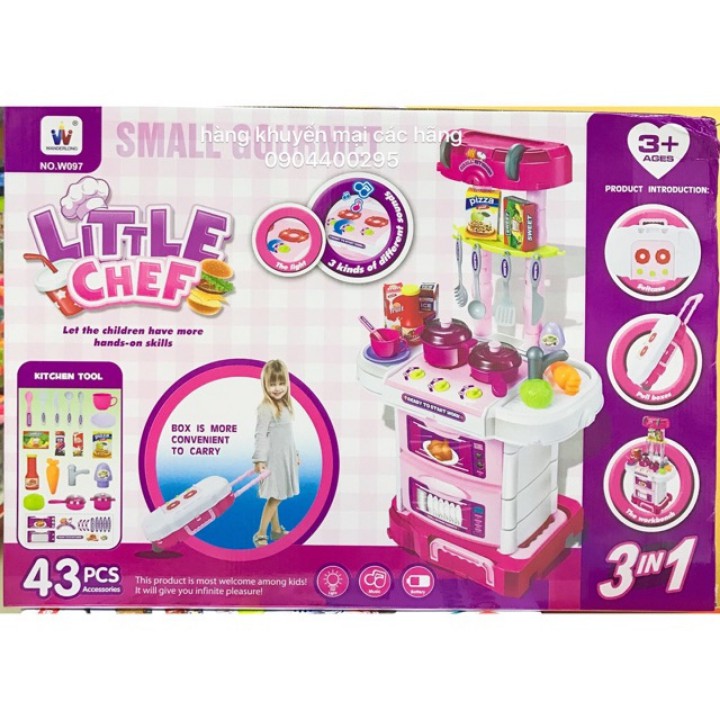 Bộ đồ chơi nấu ăn đa năng 3 in 1 Little Chef có âm thanh và ánh sáng