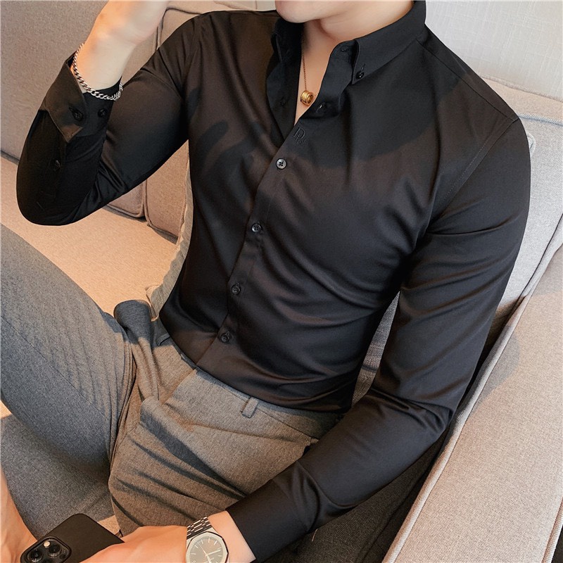 Áo sơ mi nam bagy-luxury dài tay cao cấp : Chất liệu lụa , không nhăn, không xù , thoáng mát, thấm hút mồ hôi