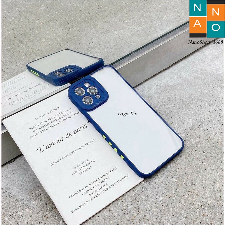 Ốp iphone Lưng Nhám,Cạnh Vuông, Phím Màu,Bảo Vệ Cam 7Plus,8plus,x,,xs,xsmax,11,11promax,12,12promax,13,13promax