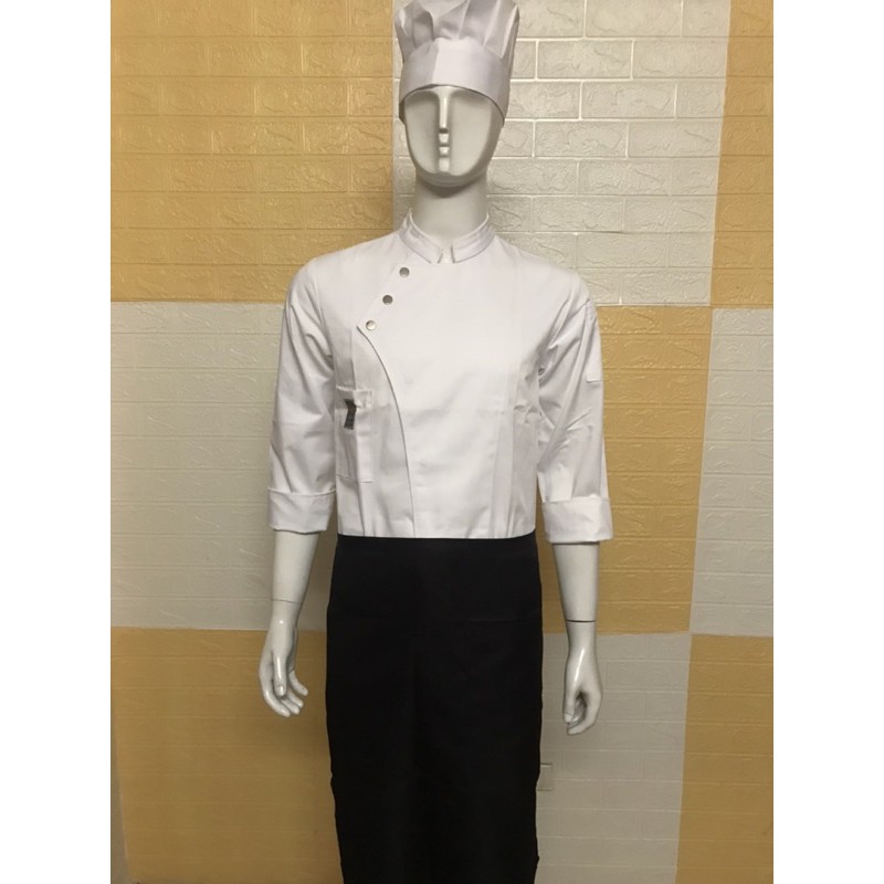 áo bếp, đồng phục bếp dài tay vải kaki dày ab34