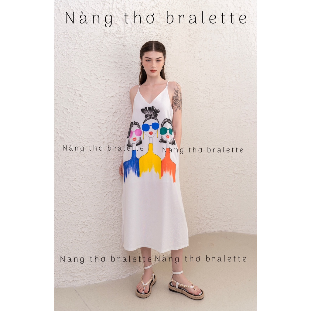 Đầm 3 cô gái vẽ thủ công
