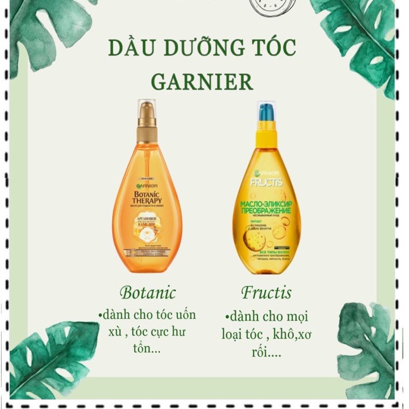 Dầu Dưỡng Tóc Garnier Fructis/ Botanic Therapy Dưỡng Tóc Bóng Mượt, Không Gây Bết Tóc