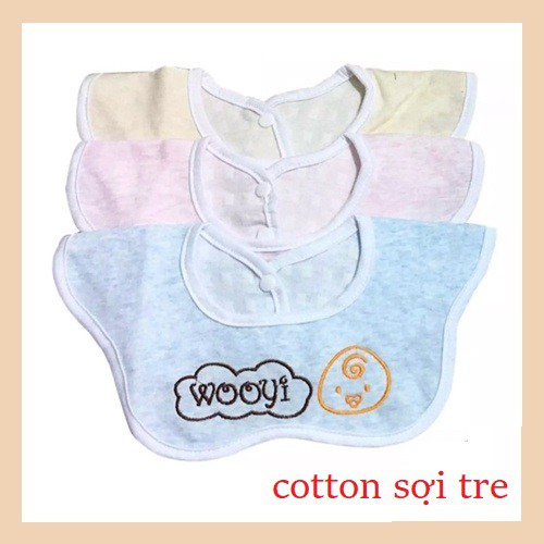 Yếm ăn dặm cho bé vải cotton sợi tre Wooyi hình hoa chống thấm siêu nhẹ set 3 cái