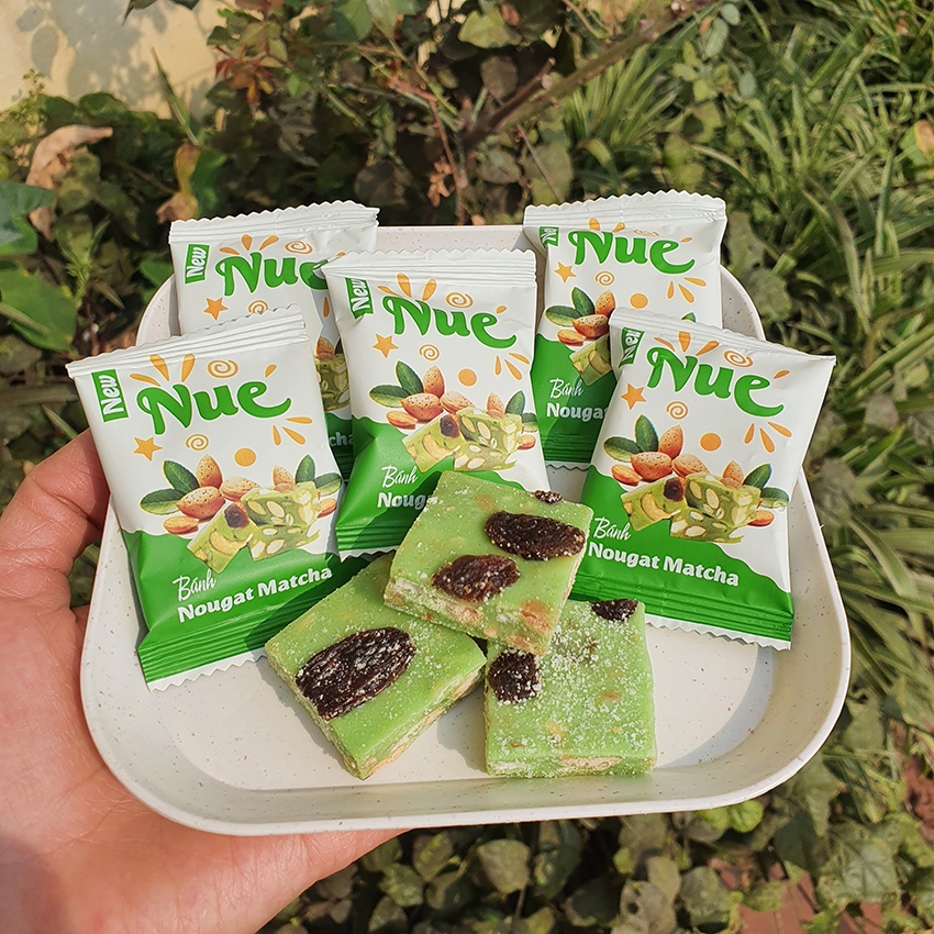 Kẹo Hạt Nougat, Kẹo Nougat Hạnh Phúc Ăn Kiêng, ăn vặt thơm ngon Healthy 210G - Vị MatCha - Sữa