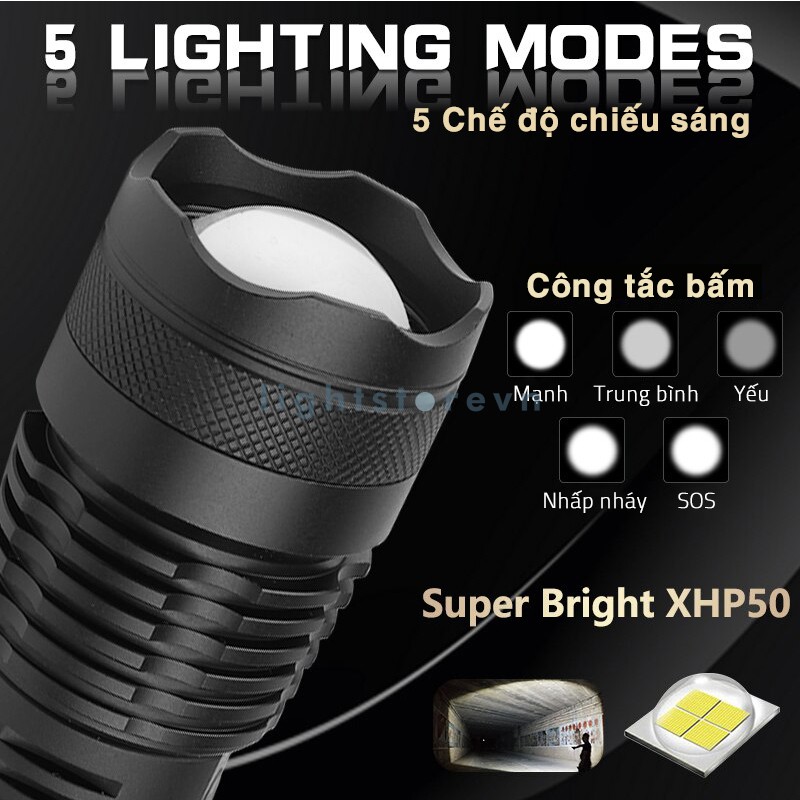 Đèn pin siêu sáng XHP50 ( cam kết chuẩn loại 1) | BigBuy360 - bigbuy360.vn