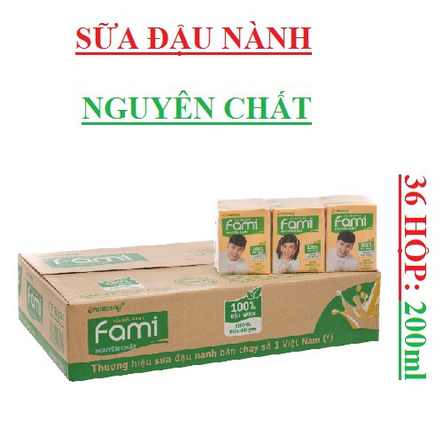 Thùng 36 hộp Sữa đậu nành Fami Canxi  200ml date 9/2022