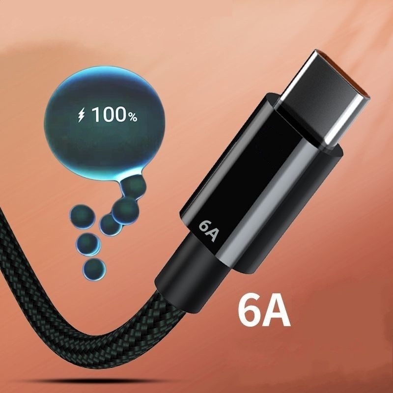 Dây Cáp Sạc 1 / 2m USB Type C 6A 66W Chất Lượng Cao Điện Thoại