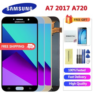Samsung a720 màn hình lcd a7 2017 thay thế màn hình số hóa lắp ráp sửa chữa điện thoại tft cho galaxy sm-a720 a720f a720m