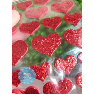 Hình dán sticker xốp nhũ hình trái tim, ngôi sao