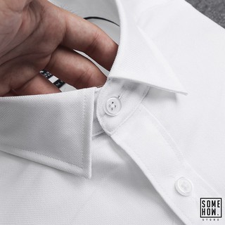 Áo sơ mi nam trắng Basic White.Eco tay dài, cotton lụa chống nhăn cao cấp