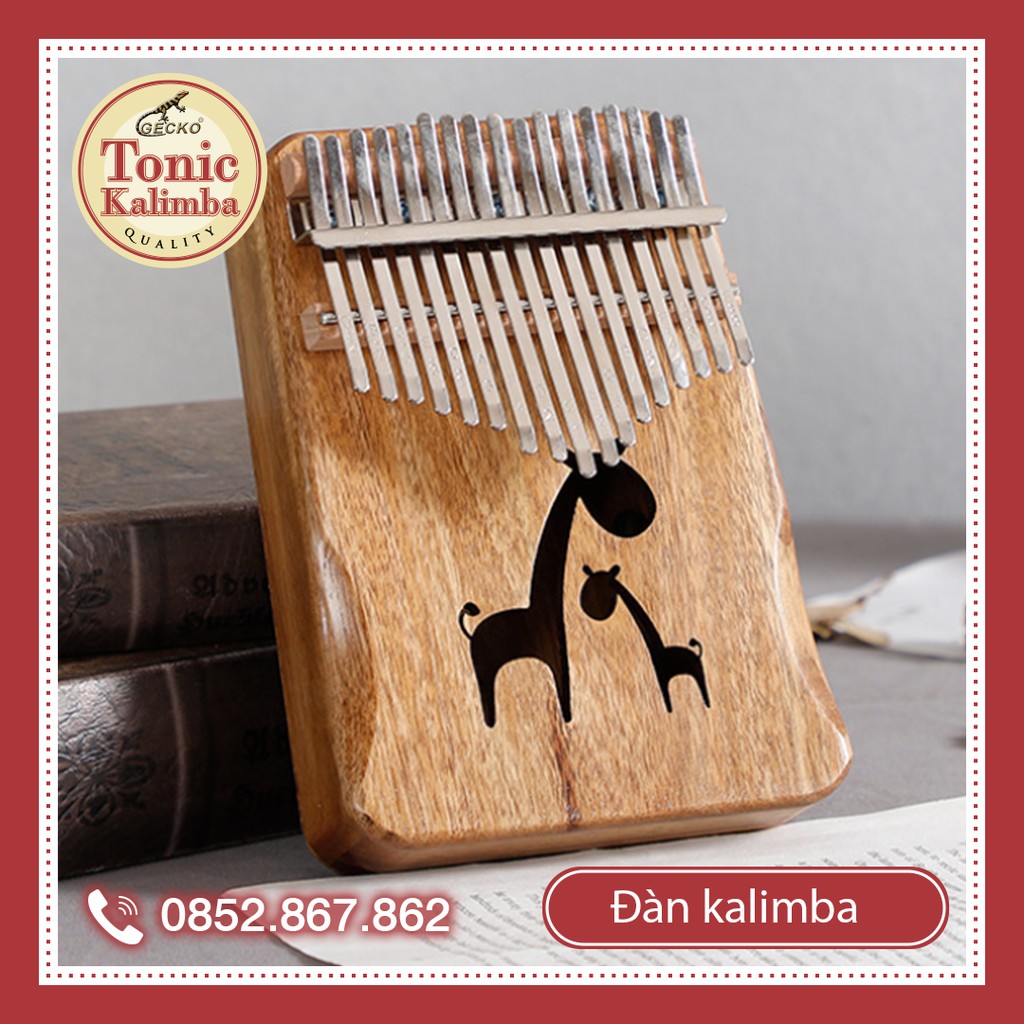 Đàn Kalimba 17 phím kiểu dáng tiện dụng 2 hình hươu cao cổ và nhiều hình khác