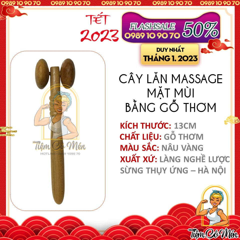 Cây Lăn Mát xa Mặt Mũi Bằng Gỗ thơm - kích thích các huyệt đạo Để Phòng & Trị Bệnh