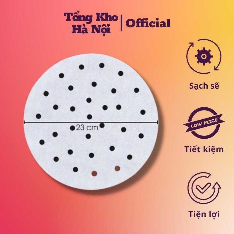 Giấy nến tròn đục lỗ set 100 tờ - Giấy nến đục lỗ cho nồi chiên không dầu, giấy thấm dầu ăn (GN23)