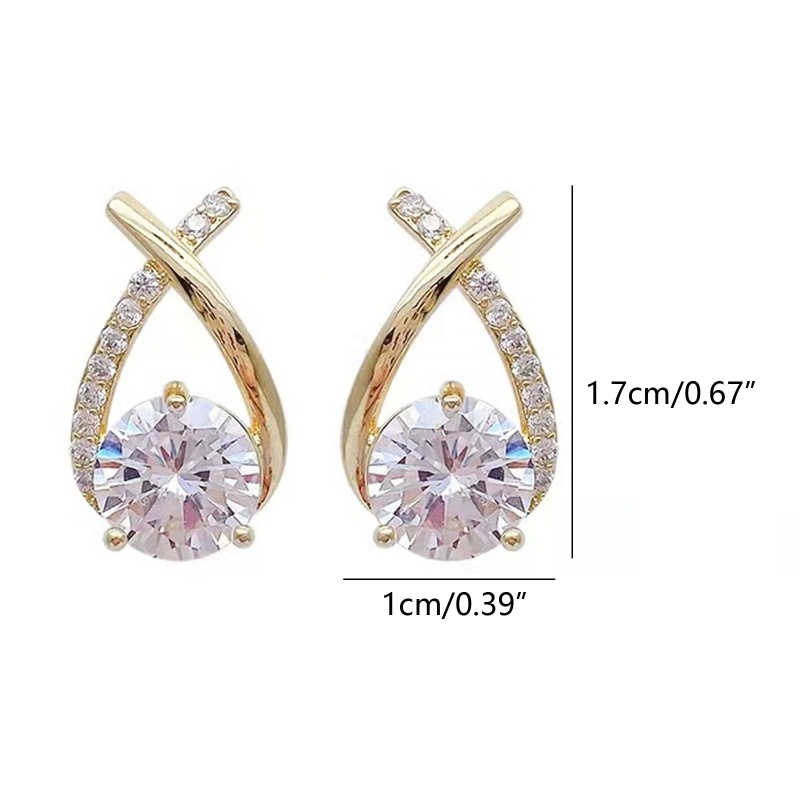 Bông Tai Hình Chữ Thập Đính Đá Zircon Thời Trang Dễ Phối Đồ