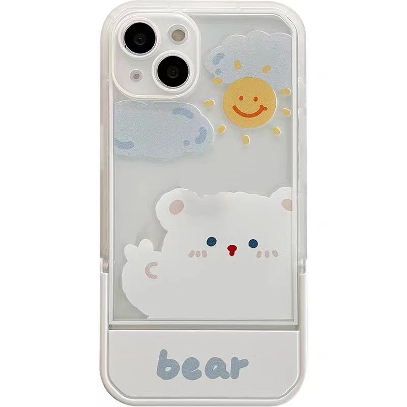 Ốp Điện Thoại Silicon TPU Mềm Có Giá Đỡ Hình Gấu Dễ Thương Cho IPhone 13 12 11 Pro Max X XR XS 8 7 Plus 6 6S SE 2020