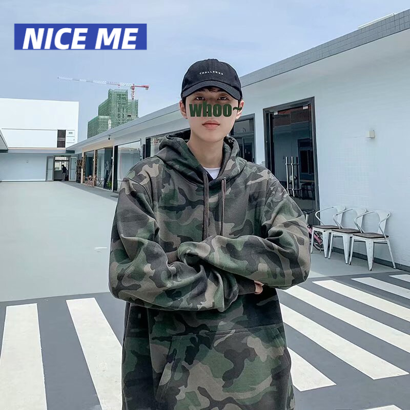 Nm Áo hoodie Dáng Rộng Họa Tiết Rằn Ri Phong Cách Harajuku Hàn Quốc Trẻ Trung Cho Nam