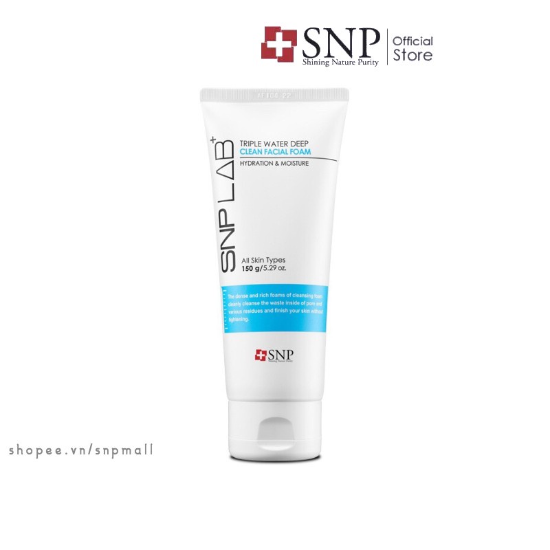 Sữa Rửa Mặt Dưỡng Ẩm SNP LAB+ Triple Water Deep Clean Facial Foam Sạch Sâu Da Ẩm Mềm Mại
