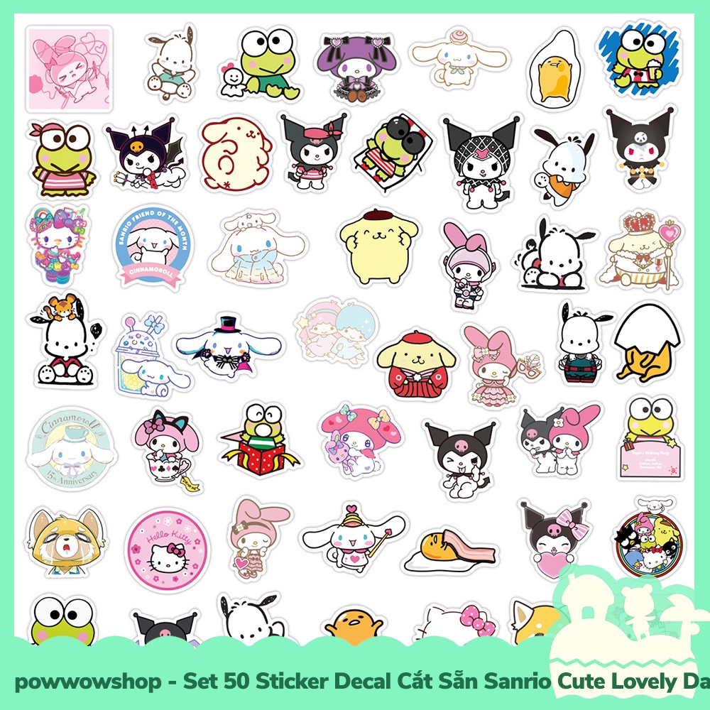 [Sẵn VN - Hỏa Tốc] Set 50 Sticker Mini Decal Dán Trang Trí Vật Dụng Mẫu Sanrio Family Cute Lovely Days