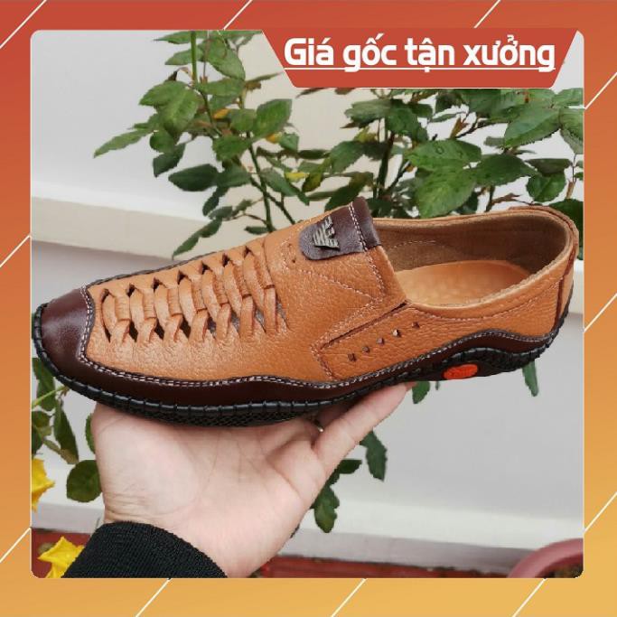 [BH 12 tháng] Giày lười nam da bò nam cao cấp 2 màu nâu và đen R0508