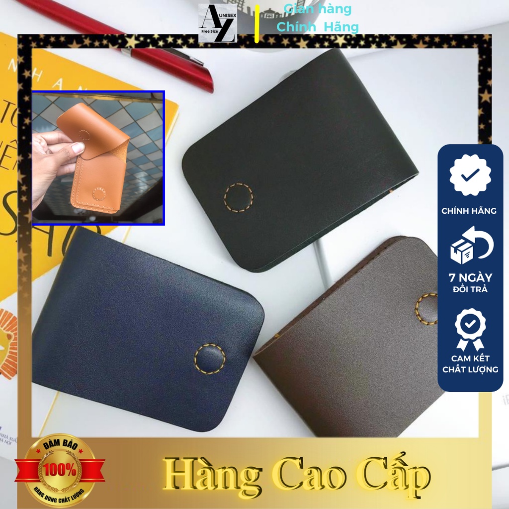 Ví nam mini da bò handmade nhỏ gọn thời trang nam nữ đựng tiền và thẻ thương hiệu AZ