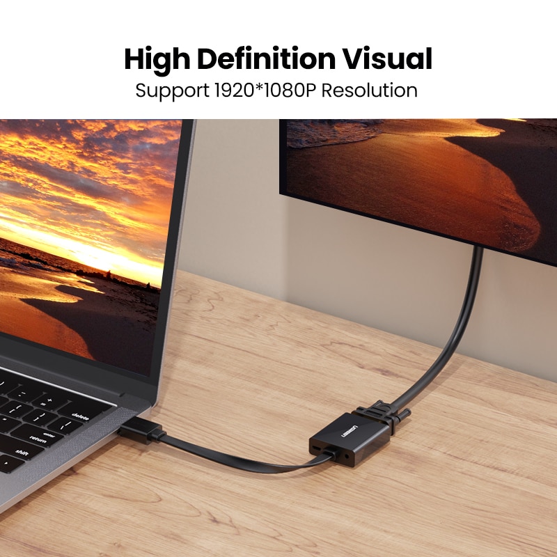 Ugreen Bộ Chuyển Đổi HDMI Sang VGA 1080P VGA 3.5 Cho TV Box PC VGA