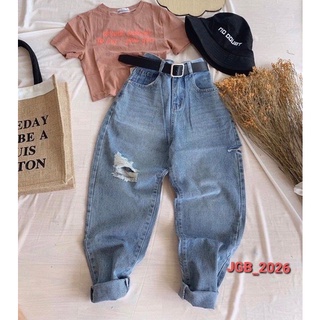 Jean baggy rách gối cho nữ