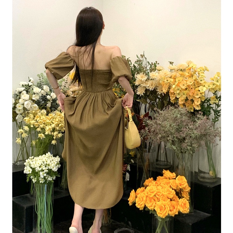 Đầm Maxi Tay Ngắn Trễ Vai Thời Trang Mùa Hè Quyến Rũ Cho Nữ