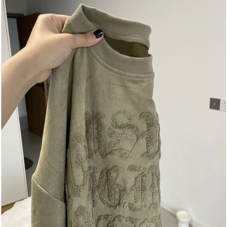 ZHELIHANGFEI Áo Thun Sweater Tay Dài Dáng Rộng Kiểu Retro Mỹ Dễ Phối Đồ